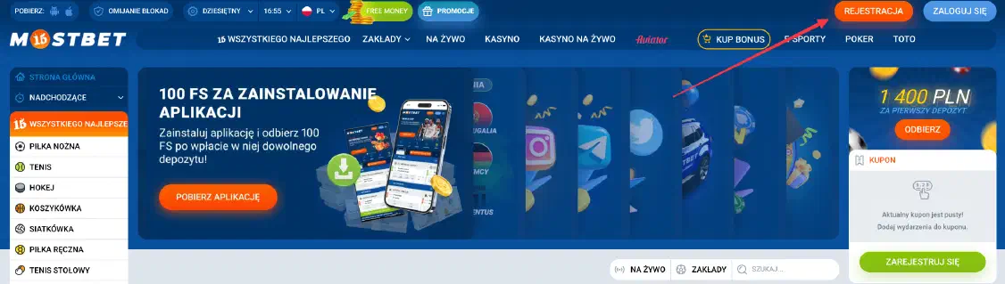 Rejestracja w Mostbet