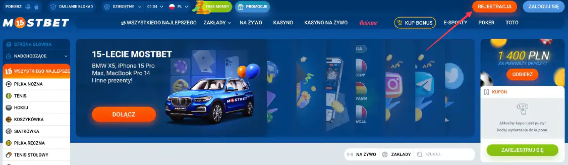 mostbet Rejestracja