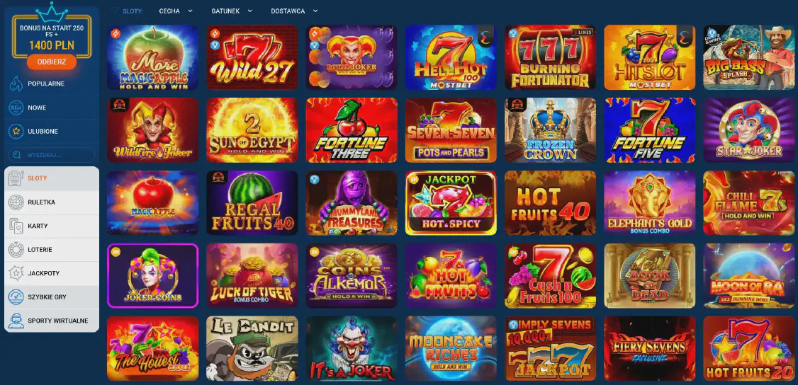 gry kasynowe Mostbet